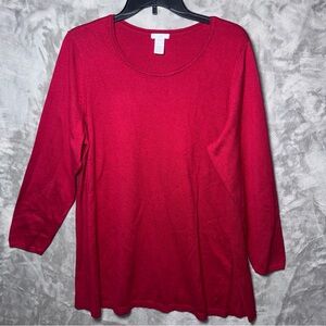 J Jill Sz XL Red Tunic Sweater Women oversized comfy soft holiday flowy top